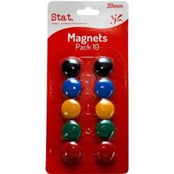 Stat Whiteboard Magnets 20mm Assorted Colours Pack of 10