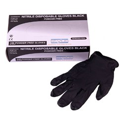 Stylus Nitrile Disposable Gloves Black Small/Medium Pack of 100