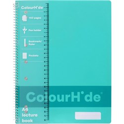 ColourHide Lecture Book A4 7 Hole Punched Side Bound 140 Page Aqua