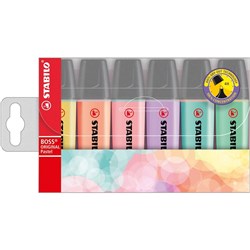 Stabilo Boss Highlighters Chisel 2-5mm Pastel Assorted Wallet Of 6