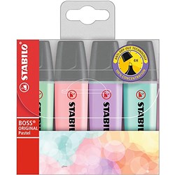 Stabilo Boss Highlighters Chisel 2-5mm Pastel Assorted Wallet Of 4