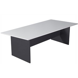 Rapidline Rectangle Boardroom Table 2400W x 1200D x 730mmH White and Ironstone Base