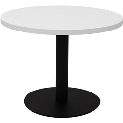 Rapidline Disc Base Coffee Table 600D x 450mmH White Top Black Base