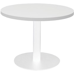 Rapidline Disc Base Coffee Table 600D x 450mmH White Top White Base