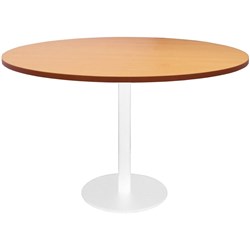 Rapidline Disc Base Round Table 1200D x 755mmH Beech Top White Base