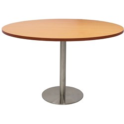 Rapidline Disc Base Round Table 1200D x 755mmH Beech Top Silver Base