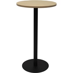 Rapidline Estillo Disc Base Dry Bar Table 600D x 1085mmH Oak Top Black Base