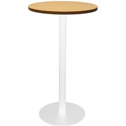 Rapidline Estillo Disc Base Dry Bar Table 600D x 1085mmH Beech Top White Base