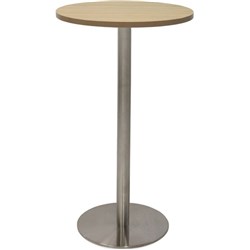 Rapidline Estillo Disc Base Dry Bar Table 600D x 1085mmH Oak Silver Base