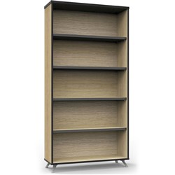 Rapidline Infinity Bookcase 900W x 315D x 1800mmH 4 Shelf Oak With Black Edge