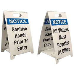 Brady Floor Stand Sign Sanitise Hands Prior To Entry Blue/Black/White Corflute
