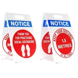 Brady Floor Stand Sign Keep Your Distance 1.5M Blue/Red/White Plastic