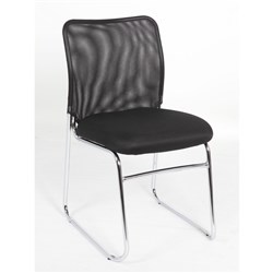 Studio Visitor Chair Chrome Sled Base Mesh Back Fabric Seat Black
