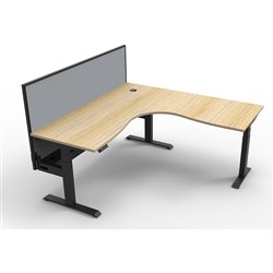 Rapidline Boost+ Corner Workstation + Screen + Cable Tray 1500/1500mmW Oak/Black