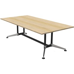 Rapidline Typhoon Boardroom Table 2400W x 1200D x 750mmH Oak Top Black Frame