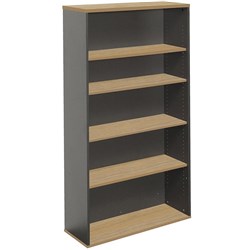 Rapidline Rapid Worker Bookcase 4 Shelves 900W x 315D x 1800mmH Oak And Ironstone