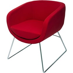 Rapidline Splash Cube Lounge Chair Chrome Sled Base Red Seat