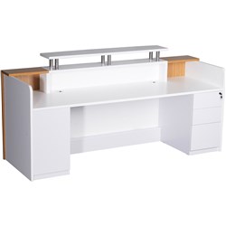 Rapidline Marquee Reception Counter 2400W x 835D x 1150mmH Gloss White And Zebra
