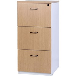 Logan Filing Cabinet 3 Drawer 476W x 550D x 1029mmH White And Oak