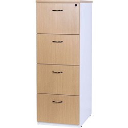 Logan Filing Cabinet 4 Drawer 476W x 550D x 1339mmH White And Oak