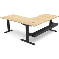 Rapidline Boost Static Corner Workstation + Tray 1800/1800W x 750D x 730mmH Oak/Black