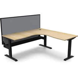 Rapidline Boost Static Corner Workstation + Screen + Cable Tray 1800/1800mmW Oak/Black