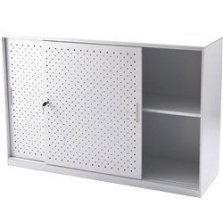 Rapidline Go Perforated Sliding Door Cupboard 1530W x 473D x 1016mmH White