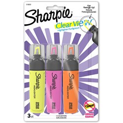 Sharpie Clear View Highlighter Chisel Assorted Pack Of 3 Chisel Tip Assorted Pack of 3