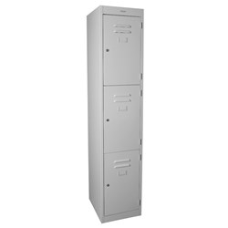 Steelco Locker 3 Door 305W x 460D x 1830mmH Grey With Key Lock