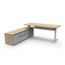 Rapidline Boost+ Executive Desk + LHS Cabinet+Panel 2020W x 2011D x 620-1270mmH Oak/Wht