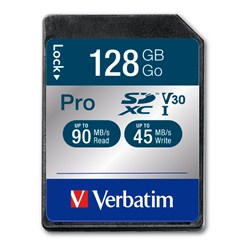 Verbatim Pro SDHC Memory Card Class 10 UHS-I 128GB Black