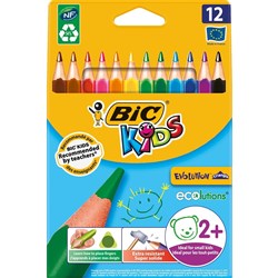 Bic Evolution Ecolutions Kids Triangular Colour Pencil Wood Free Pack of 12