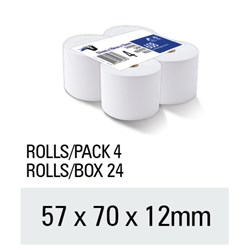 Victory Calc/Register Rolls 57x70x11.5mm Thermal CCR608 Pack of 4