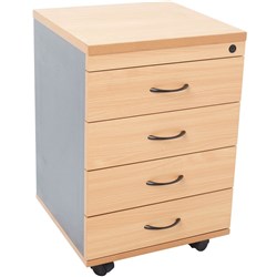 Rapidline Rapid Worker Mobile Pedestal 4 Drawer 465W x 447D x 690mmH Beech And Ironstone