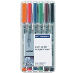 Staedtler 315 Lumocolor Pens Non-Perm Med 1.0mm Wlt of 6