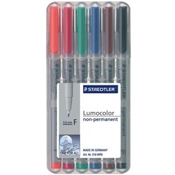 Staedtler 316 Lumocolor Pens Non-Perm Fine 0.6mm Wlt of 6