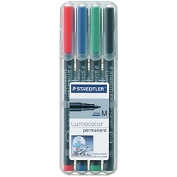 Staedtler 317 Lumocolor Pens Perm Med 1.0mm Wlt of 4