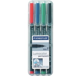 Staedtler 318 Lumocolor Pens Perm Fine 0.6mm Wlt of 4 Assorted