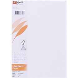Quill Linen Paper A4 90gsm White Pack of 100