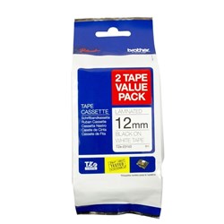 Brother TZE-231V2 P-Touch Laminated Tape 12mm x 8m Black On White Pack Of 2