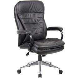Titan Executive Medium Back Chair With Arms Black PU Back And Leather Seat