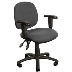 Crescent Task Chair Medium Back With Arms Black Fabric
