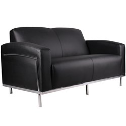 Sienna Lounge 2 Seater 1200W X 530D X 795mmH Chrome Frame Black PU Upholstery