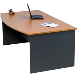 Logan Bow Front Desk 1800W x 900/1050D x 730mmH Beech And Ironstone