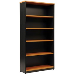 Logan Bookcase 4 Shelves 900W x 315D x 1800mmH Beech And Ironstone
