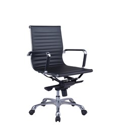 Naples Executive Medium Back Chair With Arms Black PU